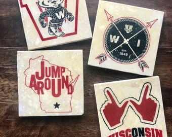 Wisconsin Badger Coaster Set