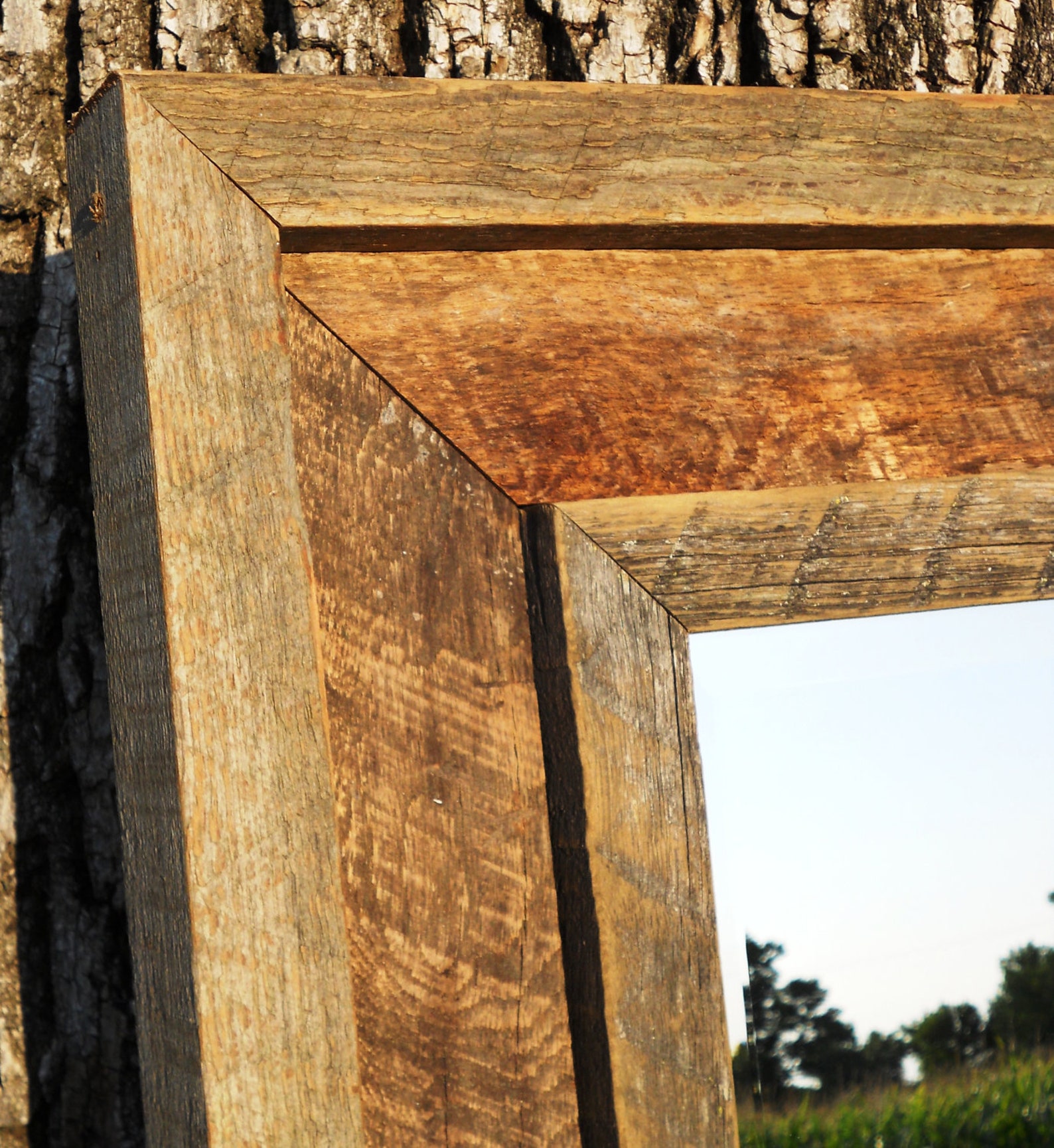 Pie de longitud recuperada completa Barnwood biselado espejo | Etsy