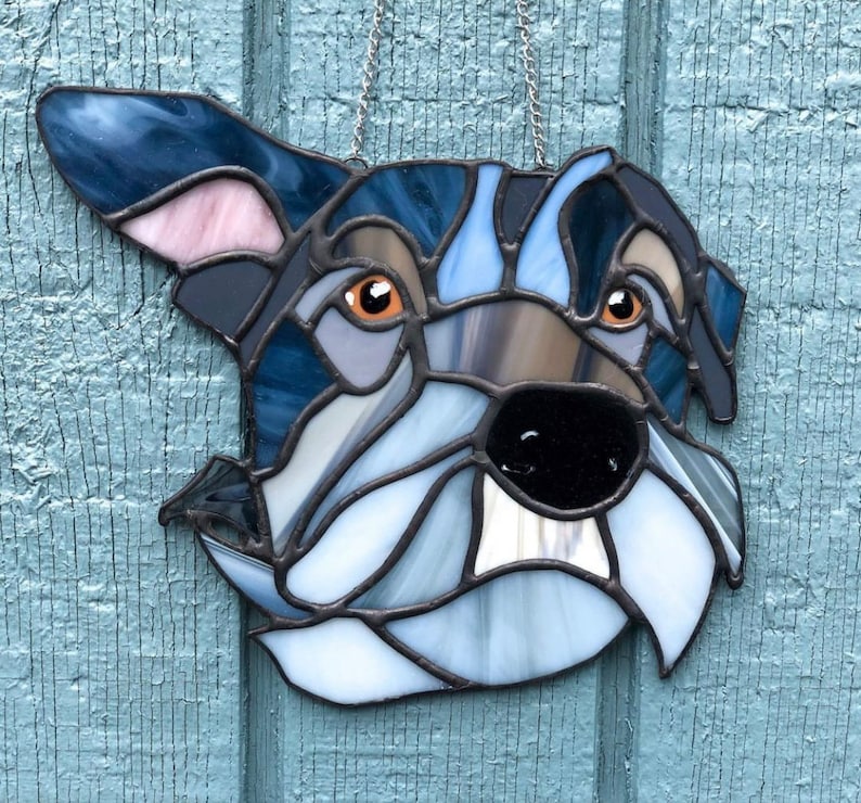 Custom Stained Glass Pet Portrait Memorial Dog Cat Fish Bird