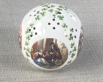 Crovate Potpourri Pomander White Shamrock Vignette Ceramic Sphere Porcelain