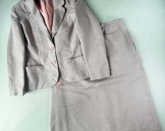 Beekman Place Skirt Suit Womens 14 Mauve Pink Vintage ILGWU Blazer Skirt Set USA