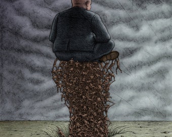 Lowbrow Pop Surrealism giclee print by Pete Gorski titled: The 1% courtesy of the 99 percent