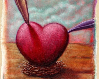 Lowbrow Pop surrealism limited edition art print by Pete Gorski titled: Love Nest