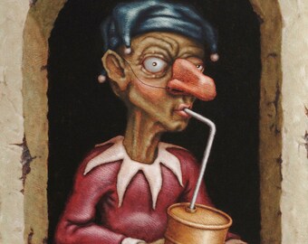 Lågkonsttryck i begränsad upplaga av popsurrealism av Pete Gorski med titeln: Fossil Fool