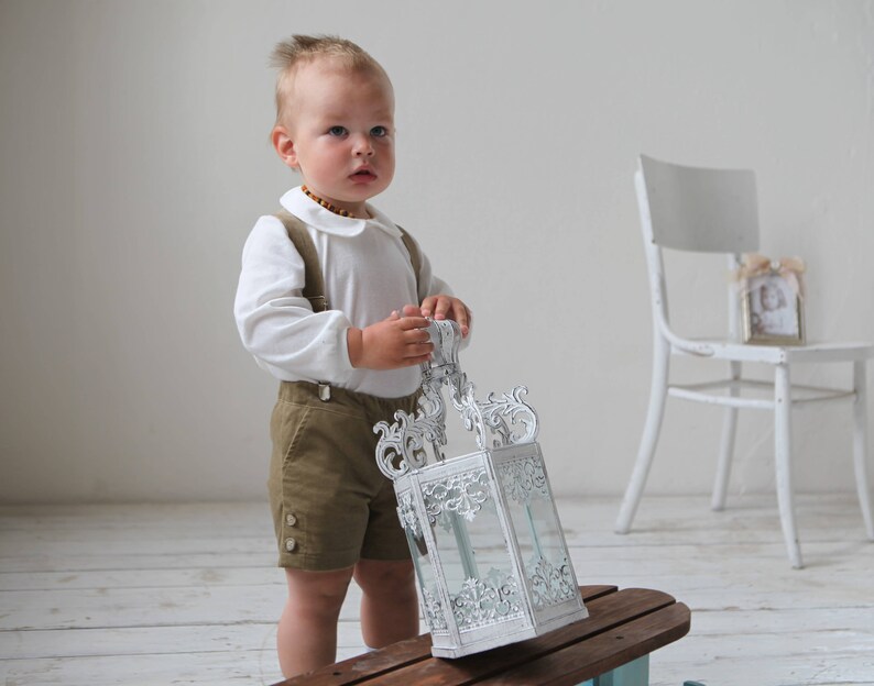 baby boy suspenders shorts outfit