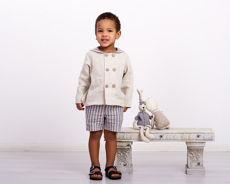 Boys sailor suit Boys linen blazer and shorts Ring bearer outfit Boys clothes Natural linen suit Family photo Nautical wedding party Boys sailor suit Boys linen blazer and shorts Ring bearer outfit Boys clothes Natural linen suit Family photo Nautical wedding party