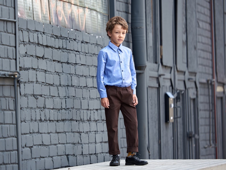 Boys dress shirt Toddler boy long sleeve white shirt Button down shirt Blue shirt Toddler classy shirt Ring bearer shirt Wedding party
