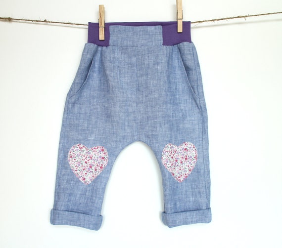 Items similar to Baby girl clothes Baby girl pants Heart knee patches