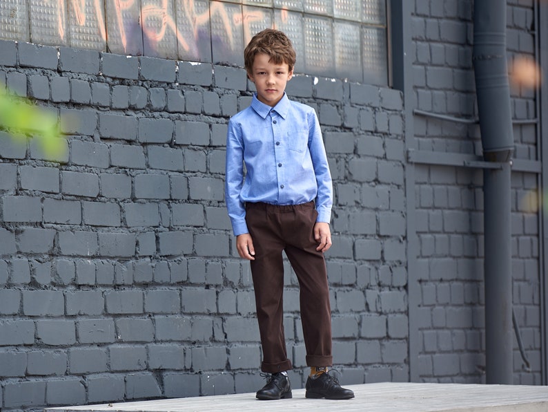 Boys dress shirt Toddler boy long sleeve white shirt Button down shirt Blue shirt Toddler classy shirt Ring bearer shirt Wedding party