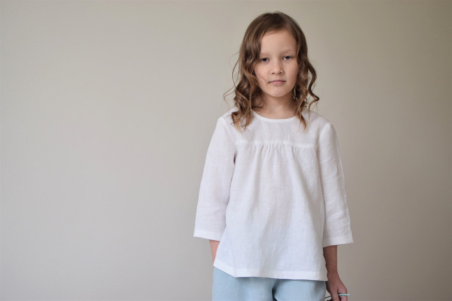 Girls blouse Toddler girls white linen blouse Girls summer Etsy
