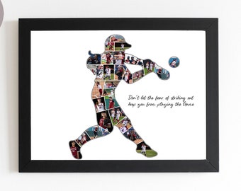 Custom Softball Photo Collage, Softball Team Gift, Personalized Softball Coach Gift, Coach appreciation Collage Gift, Senior Softball Gift