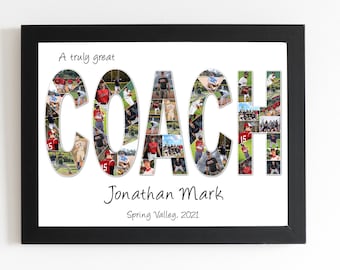 Custom Coach Photo Collage, Baseball Team Gift, Personalized Gift for Baseball Coach, Coach appreciation Gift. Digital Printable