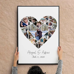 Custom Heart photo collage, One year Anniversary Gift Boyfriend. 1st wedding Anniversary Gift Girlfriend. 1 year Anniversary Gift Husband