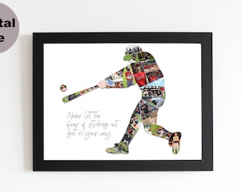 Baseball Batter Collage, Custom Baseball Coach Gifts, Boyfriend Gifts, Baseball Photo collage, Baseball Wall Decor. Digital Printable