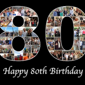 Custom 80th Birthday Gift for Dad 80th birthday Photo collage Gift Number 80 Photo Collage Gift For Birthday, Photo Birthday Decor