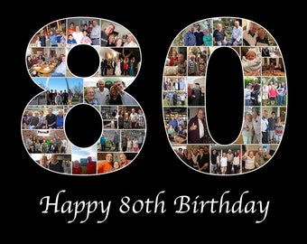 Custom 80th Birthday Gift for Dad 80th birthday Photo collage Gift Number 80 Photo Collage Gift For Birthday, Photo Birthday Decor