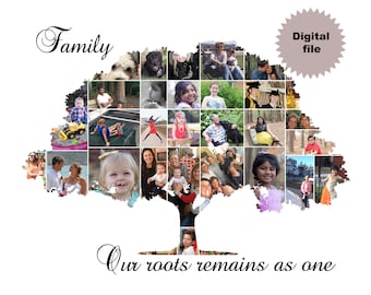 Family Tree Photo collage, Custom Family Tree Print, Digital Family Tree, Custom Photo collage Gift, Family Tree wall Art, Home Decor Gift