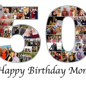 50 Cumpleanos Foto Collage Regalo Numero Cincuenta Etsy