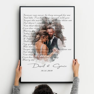 One year Anniversary wedding song Lyrics Gift for Boyfriend.  1st wedding Anniversary Gift from Girlfriend. First dance Lyrics Gift.