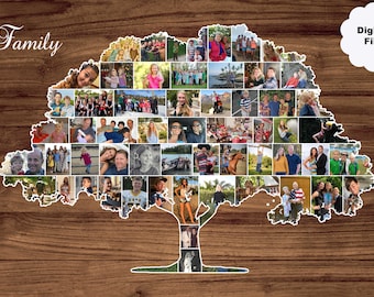 Tree Photo collage, Custom Family Tree, Family Tree with Photos, Photo collage Gift, Printable Family Tree