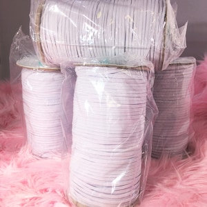 5 Rolls! Wholesale 1/8" 3mm elastic rolls  5 X 288 YD! Mask Making 1/8" White Flat Elastic - USA SHIPPING!