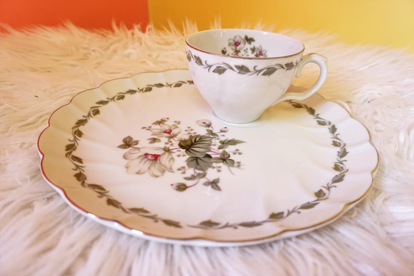 Laurel China Porcelain 6 Piece Set Floral Tea Cups and Snack Etsy