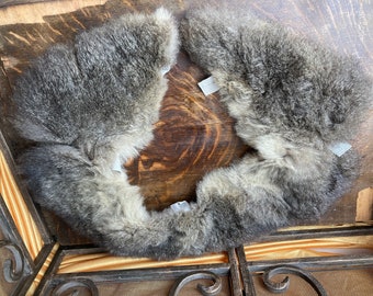 vintage button in fluffy gray Squirrel unique Fur -  animal collar