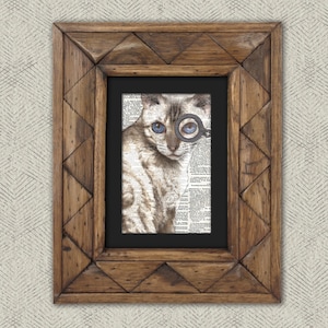 Dictionary Print: Cheeky Steampunk Bengal Cat in Monocle, Steampunk Cat - Great Gift for Cat Lovers!