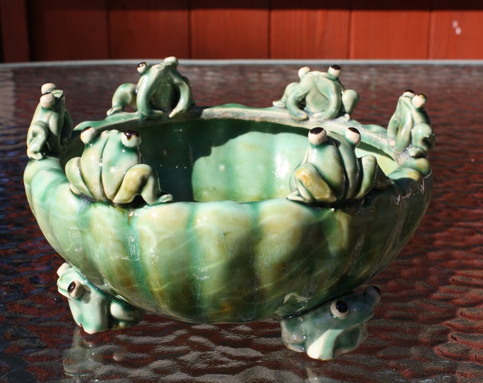 Vintage Ceramic Frog Bowl Etsy
