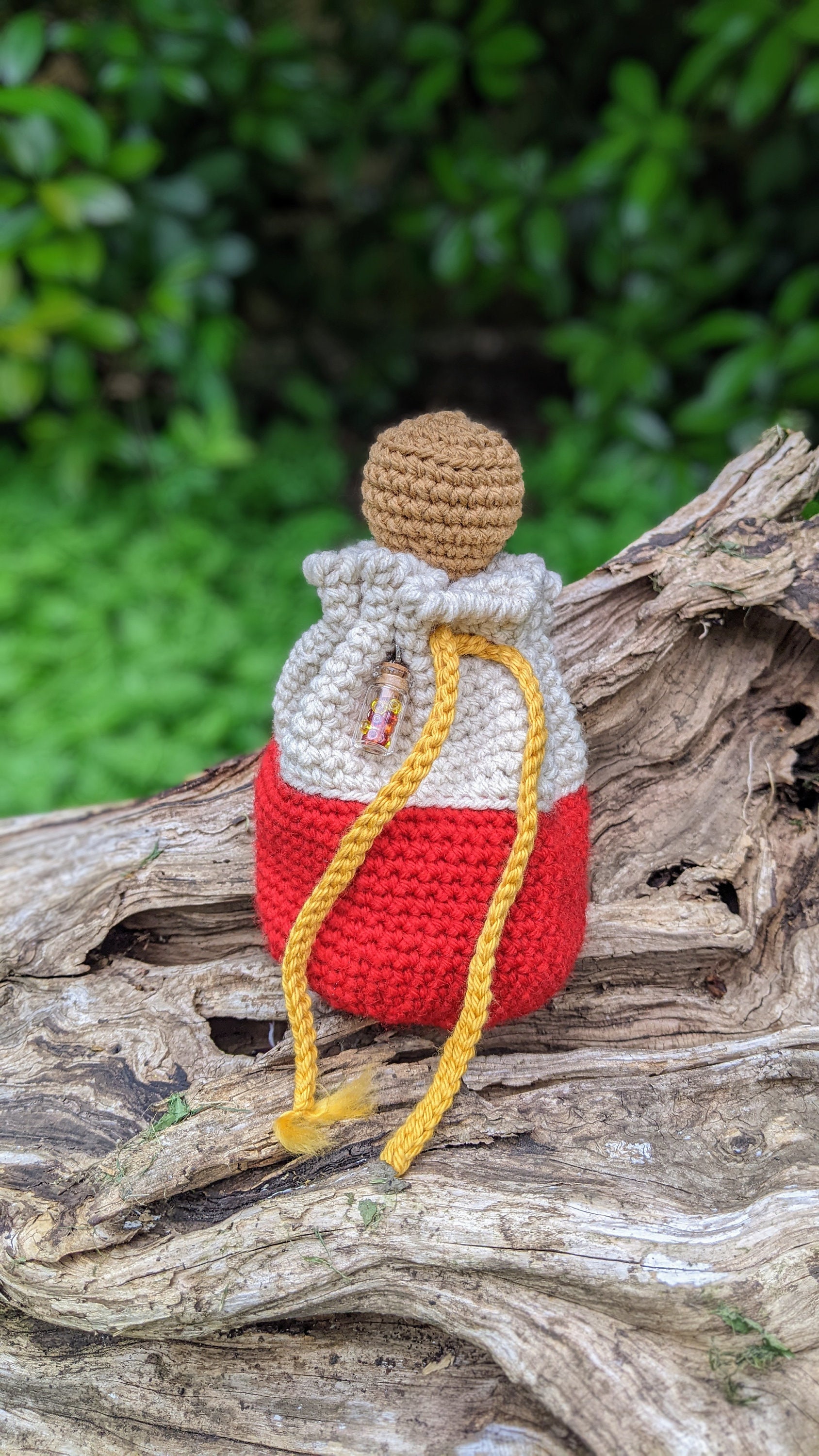 Potion Bottle Bag Red Crocheted Dice Bag Adventurer Bag (one