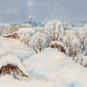 Free shipping. Winter etude - art painting wall decor home decor wall hanging wall art original painting impasto oil ready hang.