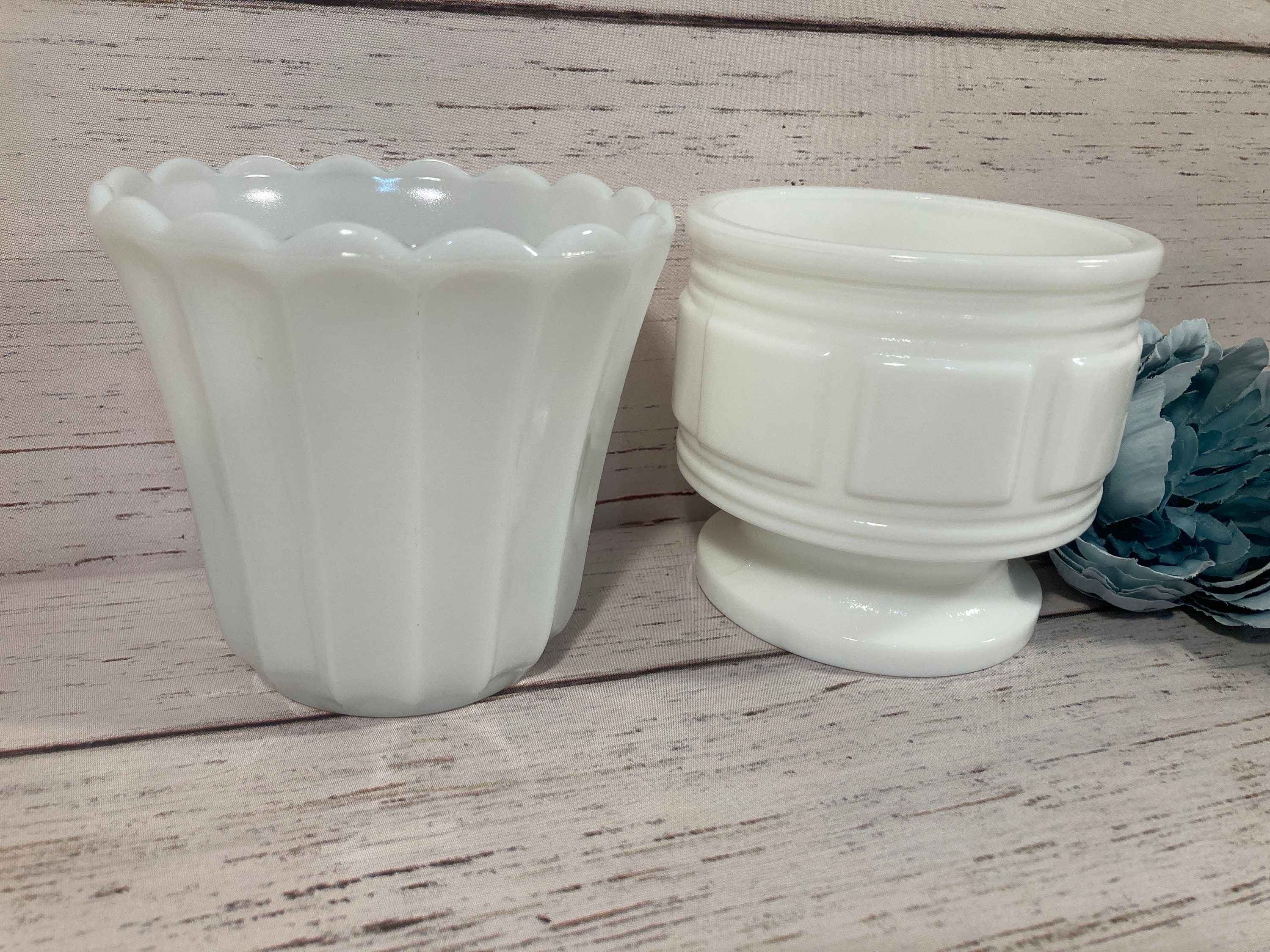 Vintage Milk Glass Planters Pots Plants Garden Randall Etsy