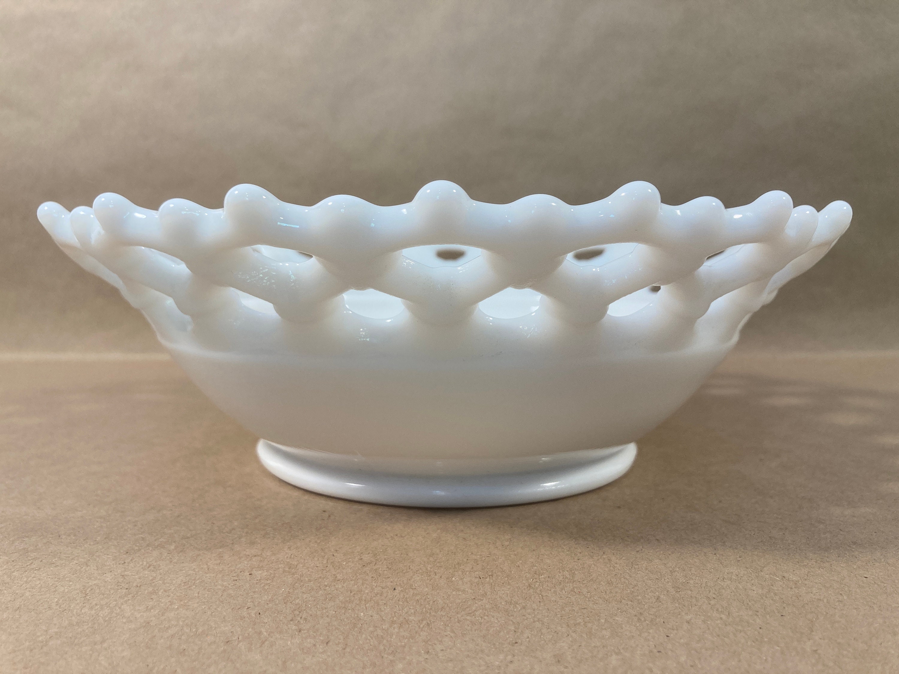 Vintage Milk Glass Bowl Westmoreland Doric Lace Edge Serving Etsy