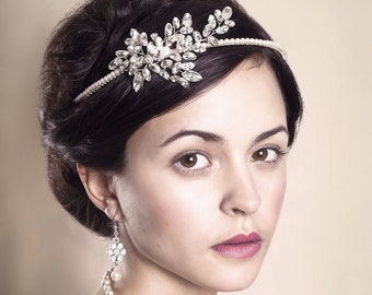 Swarovski Kristall und Perle Hochzeit Kopfschmuck, Swarovski Kristall und Perle Hochzeit Haarband, Handgemachter Hochzeit Kopfschmuck, Estelle Tiara