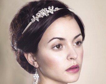 Kristall und Perlen Hochzeit Stirnband, Kristall und Perlen Hochzeit Kopfschmuck, Kristall und Perlen Seite Tiara, Delphin Hochzeit Haarband
