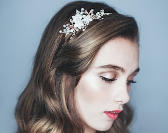 Crystal and Pearl Wedding Headband, Crystal and Pearl Bridal Headband, Crystal and Pearl Wedding Headpiece, Lilah Wedding Headband