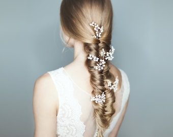 Set Of Five Pearl Sprig Wedding Hair Pins, Pearl Sprig Bridal Hair Pins, Wedding Hair Accessories, Pearl Sprig Wedding Hair Clips