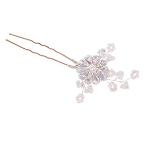 Horquilla de boda con flor de perla y cristal de Swarovski