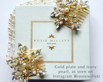 Swarovski Kristall und Perle Hochzeit Haarkämme, handgemachte Hochzeit Haarkämme, Vintage Style Hochzeit Haarkämme, Brooke Hochzeit Haarkämme