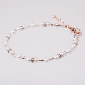 Freshwater Pearl, Swarovski Crystal And Diamante Wedding Bracelet, Silver Wedding Bracelet, Gold Wedding Bracelet, Rose Gold Bridal Bracelet