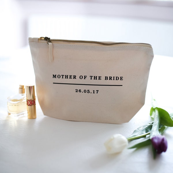 Borsa per il trucco personalizzata personalizzata per la madre della sposa, borsa per il trucco personalizzata personalizzata per la madre dello sposo, regalo per la madre della sposa e dello sposo