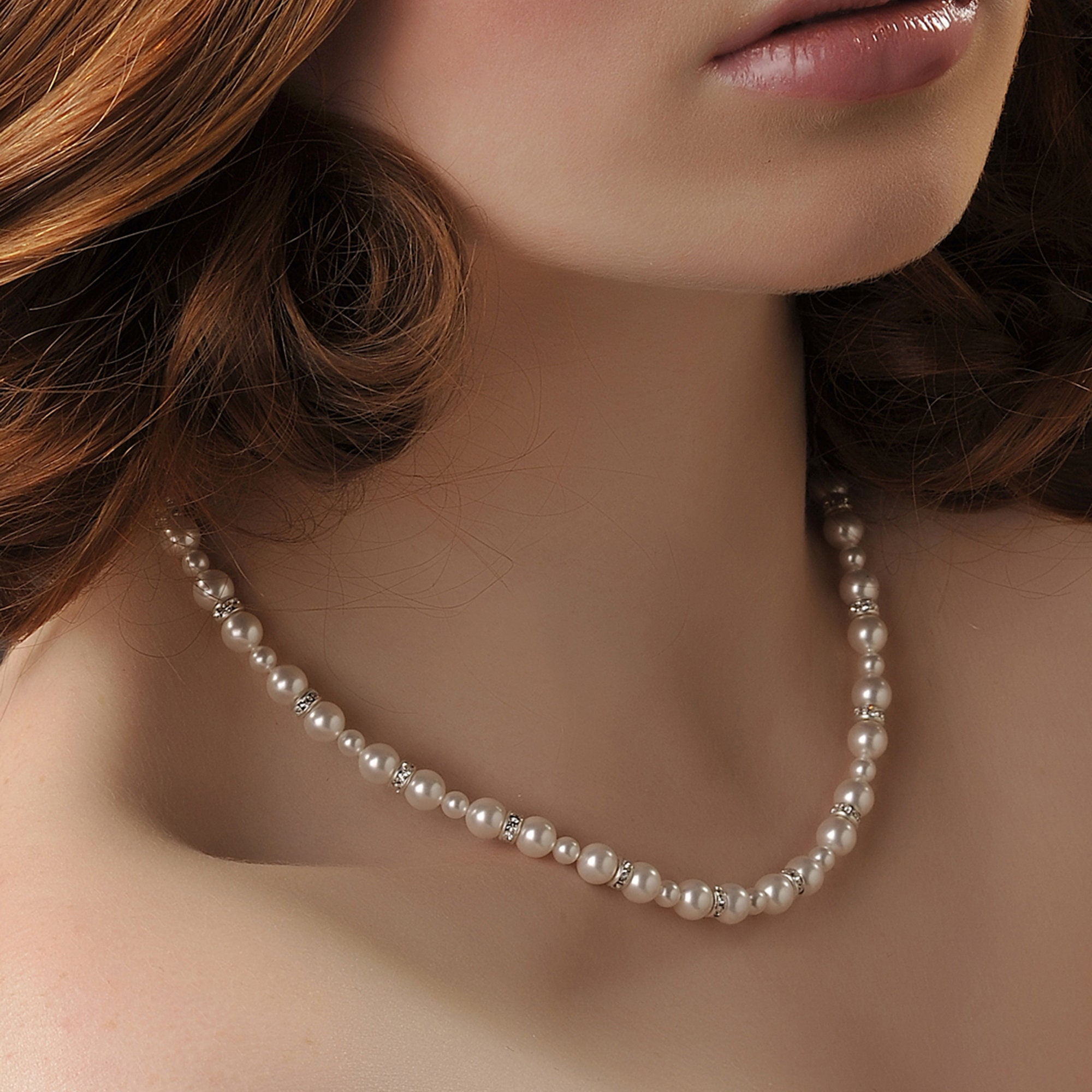 Pearl Diamante Wedding Necklace