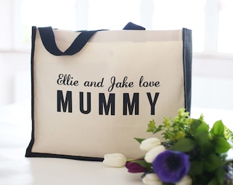 Spersonalizowana torba z płótna bawełnianego Love Mummy, prezent na Dzień Matki