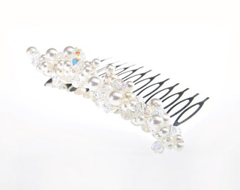 Crystal and Pearl Wedding Hair Comb, Crystal and Pearl Bridal Hair Comb, Crystal and Pearl Wedding Headpiece, Rosa Wedding Hair Comb