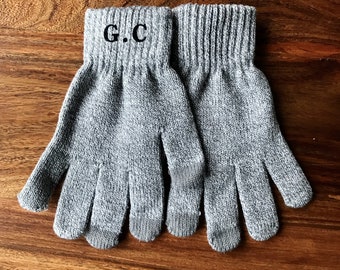 Personalised Custom Initials Touchscreen Smart Gloves, Personalised Custom Monogram Touchscreen Smart Gloves