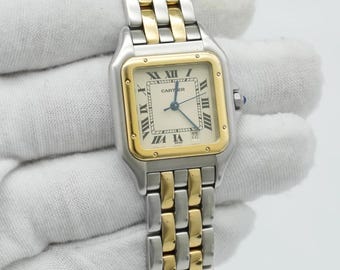 Orologio vintage Panthère de Cartier piccolo in oro giallo 18 carati e acciaio W2PN0006
