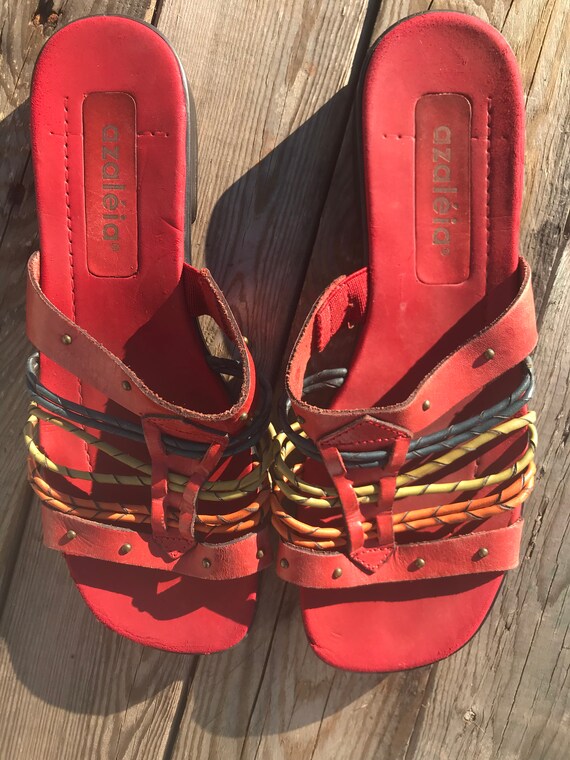 womens red sandals size 10