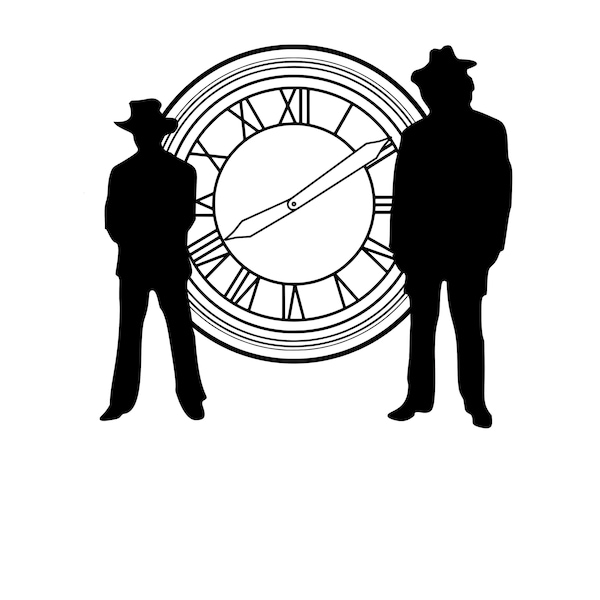 Doc and Marty Clocktower Back to the future Delorean SVG PDF DXF pdf gsp png download