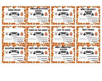 Basketball certificates end of season participation awards