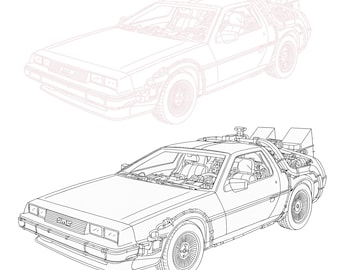 Zurück in die Zukunft Delorean SVG PDF DXF pdf jpeg png herunterladen